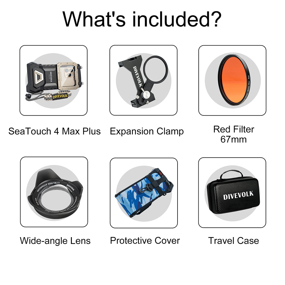 DIVEVOLK SeaTouch 4 Max Underwater housing Ocean Kit  for iPhone and most Android samrtphone, dive housing, waterproof phonecase