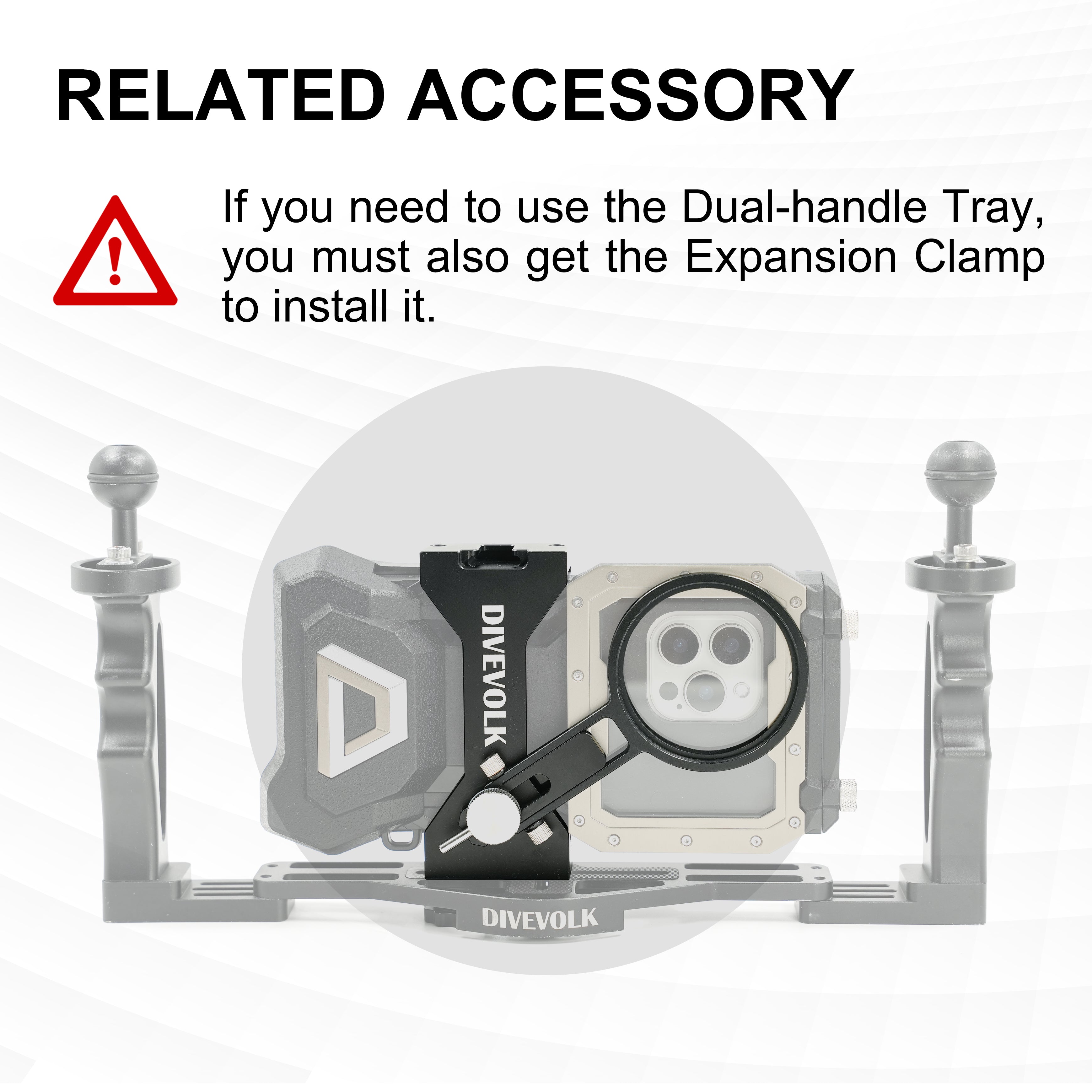 DiveVolk Dual Handle Tray with phone housing