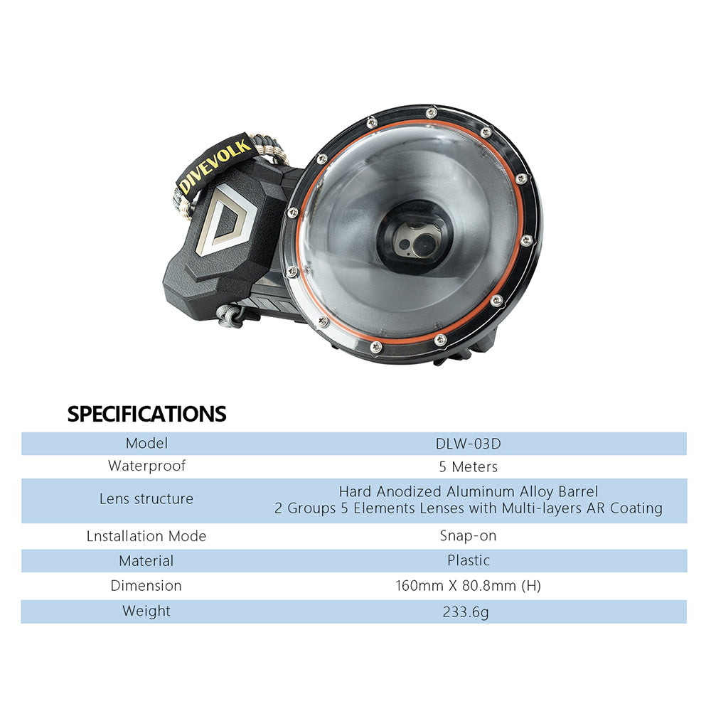 DIVEVOLK Dome Lens for SeaTouch 4 Max Underwater housing