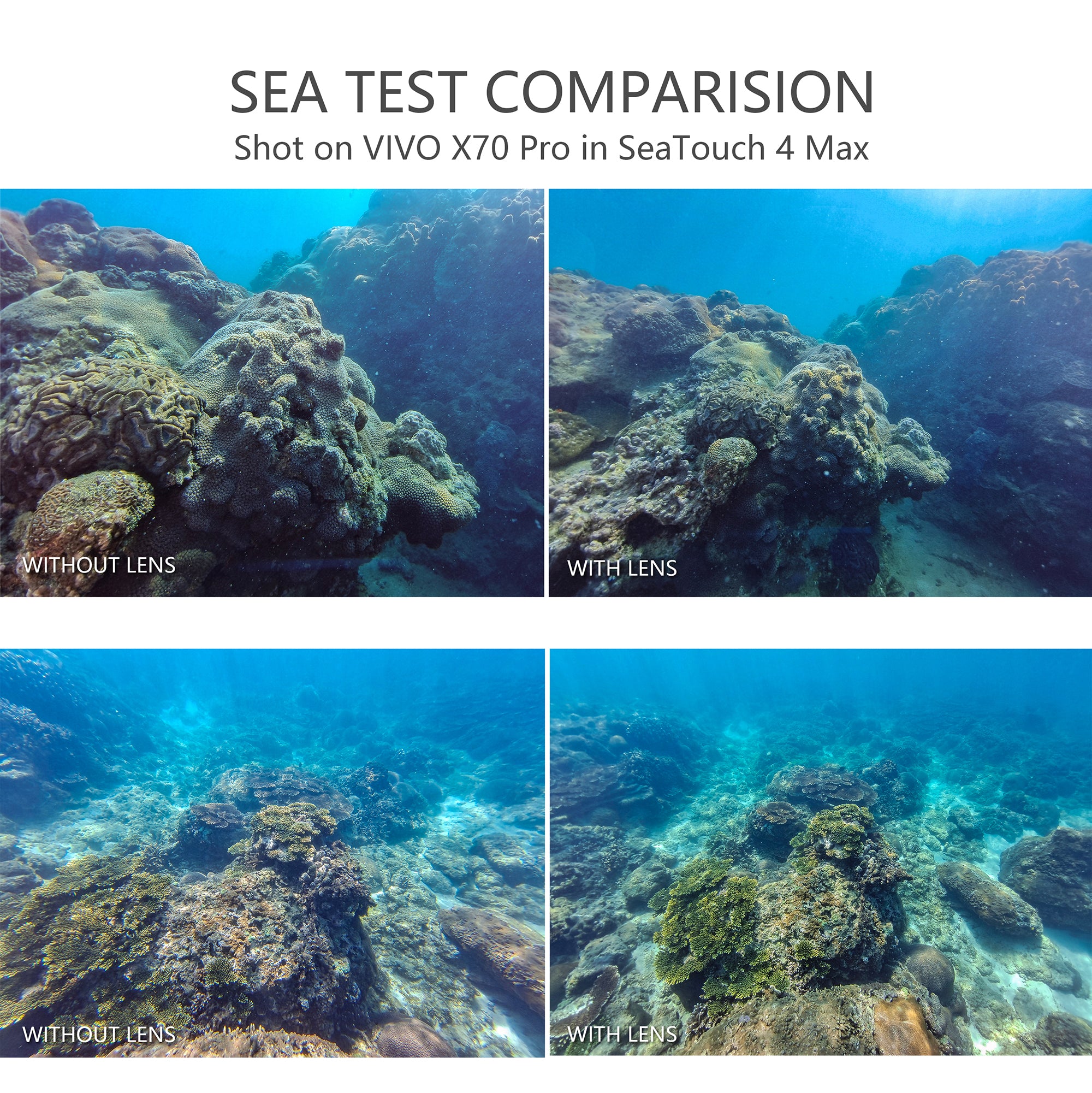 DiveVolk wide angle lens underwater comparison.