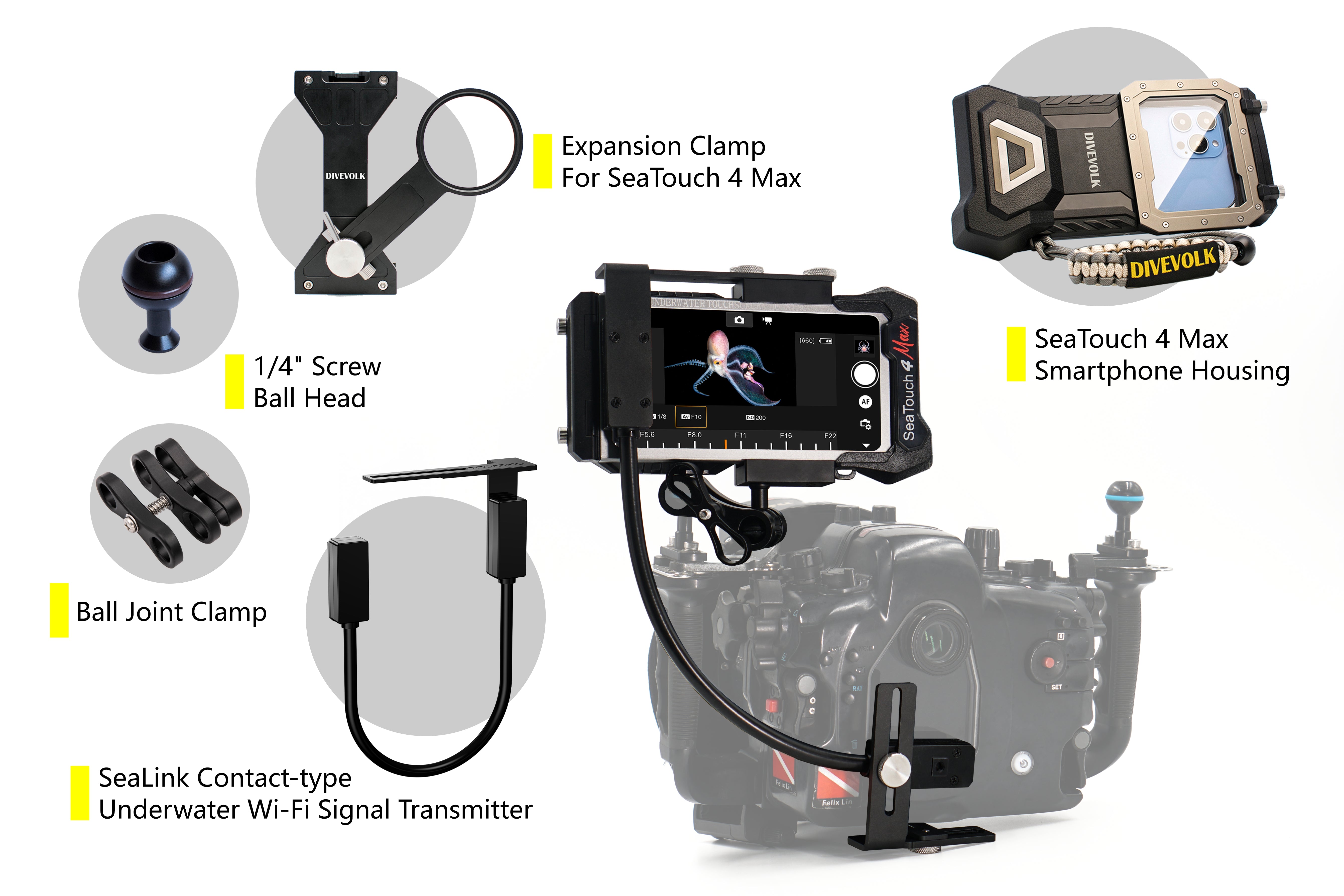 DIVEVOLK Sealink Contact Type Underwater WiFi Signal Transmitter to connect Smartphone and Cmaerea